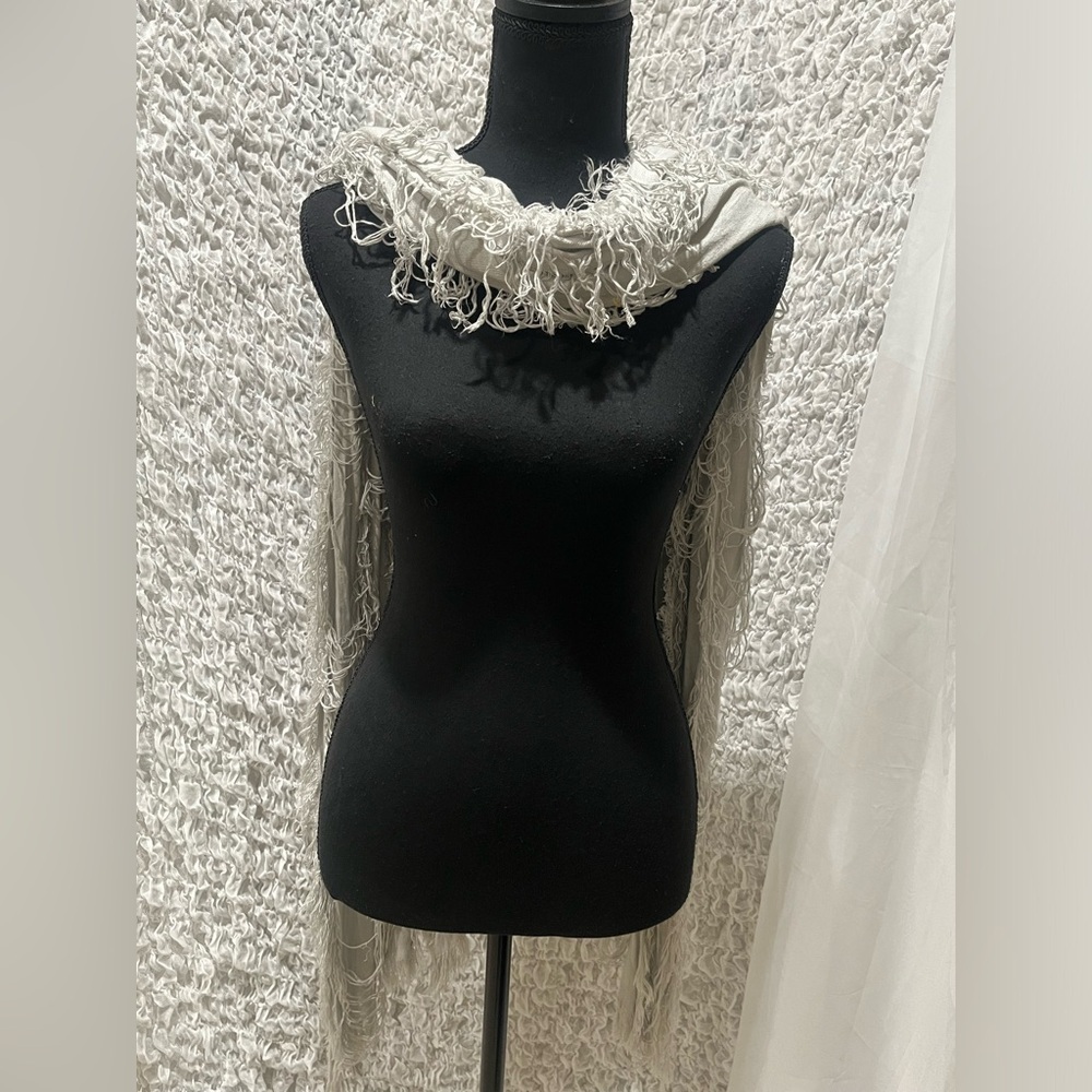 Winter Lennon Silver BOHO Scarf, 80”X 26” - Picture 8 of 11